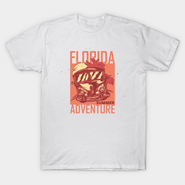 Florida Summer Adventure Surfing Bus T-Shirt by gurvindersohi3